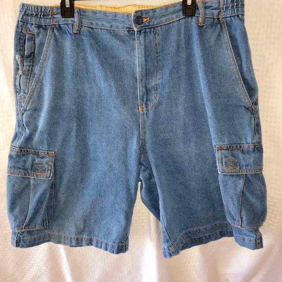 Tri Wasit Comfort System Men 38 Cargo Medium Wash Casual Denim Blue Jean Shorts - Picture 2 of 9